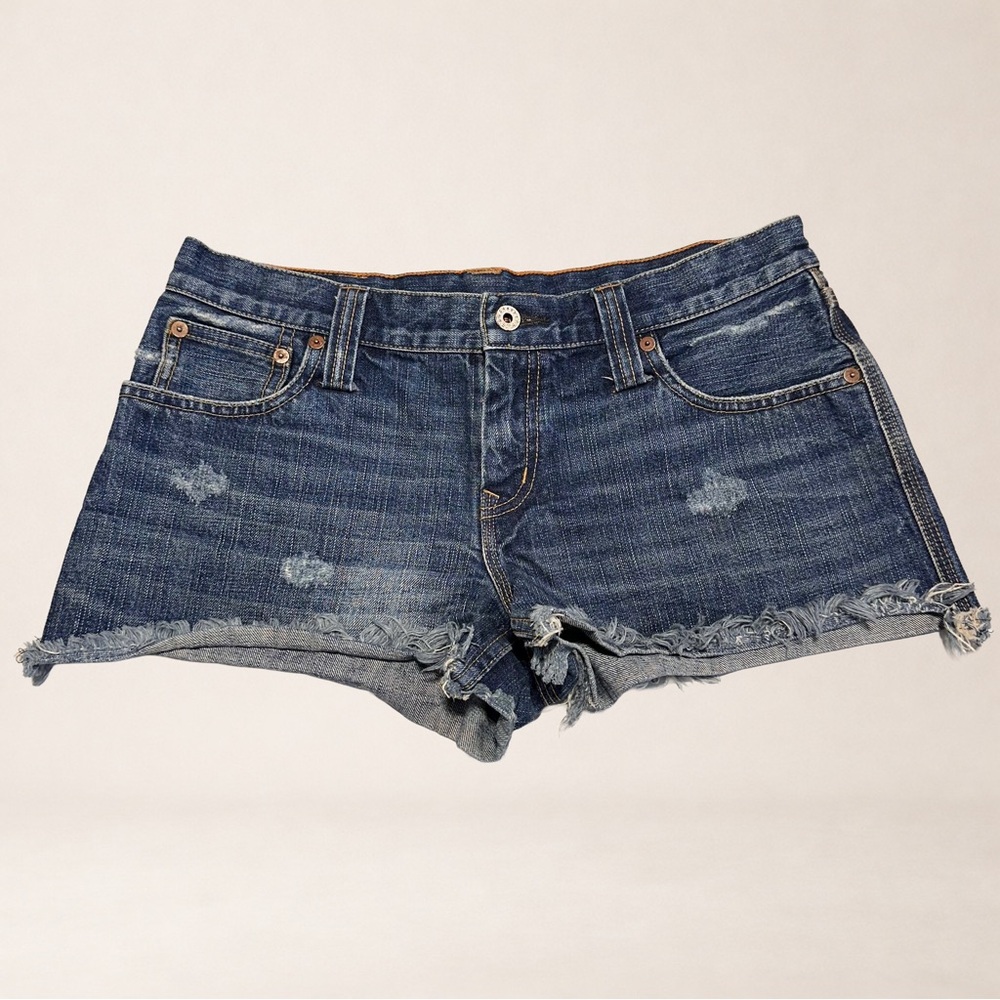 Ralph Lauren Distressed Dark Blue Denim Jean Shorts